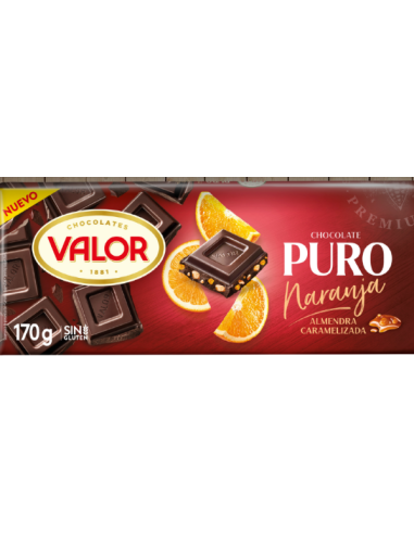 CHCTE. VALOR PURO NARANJA ALMENDRA 170 G